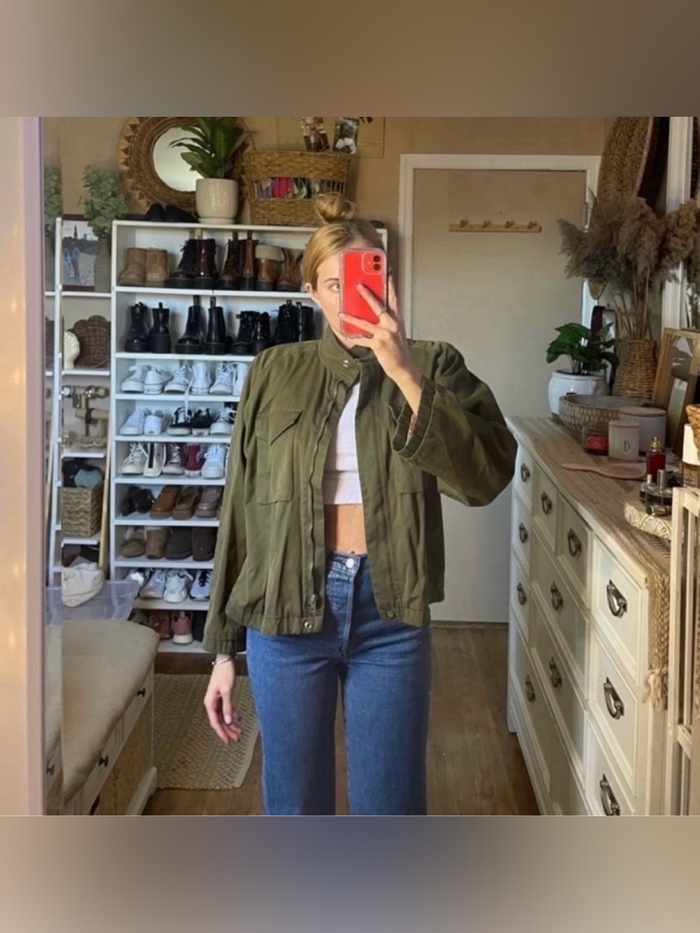 Vintage Liz Claiborne army green trucker style jacket size medium